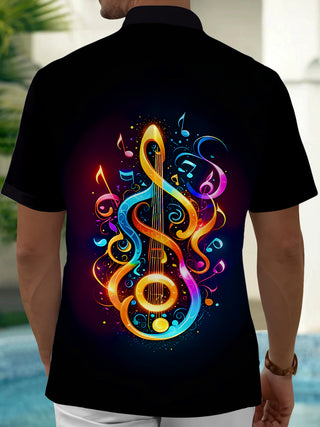 men's music print shirt back view
