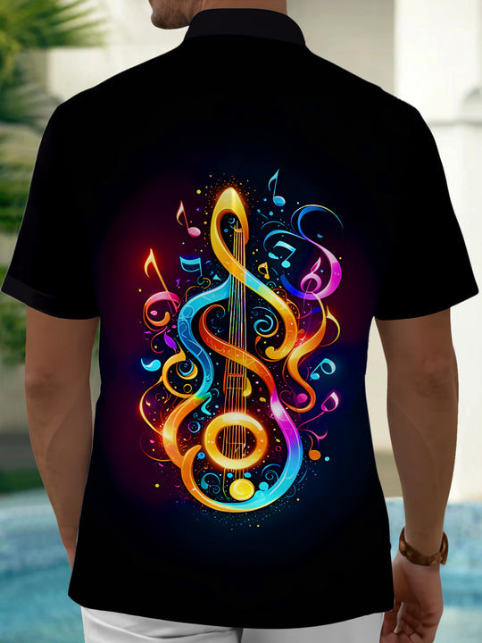 men's music print shirt back view