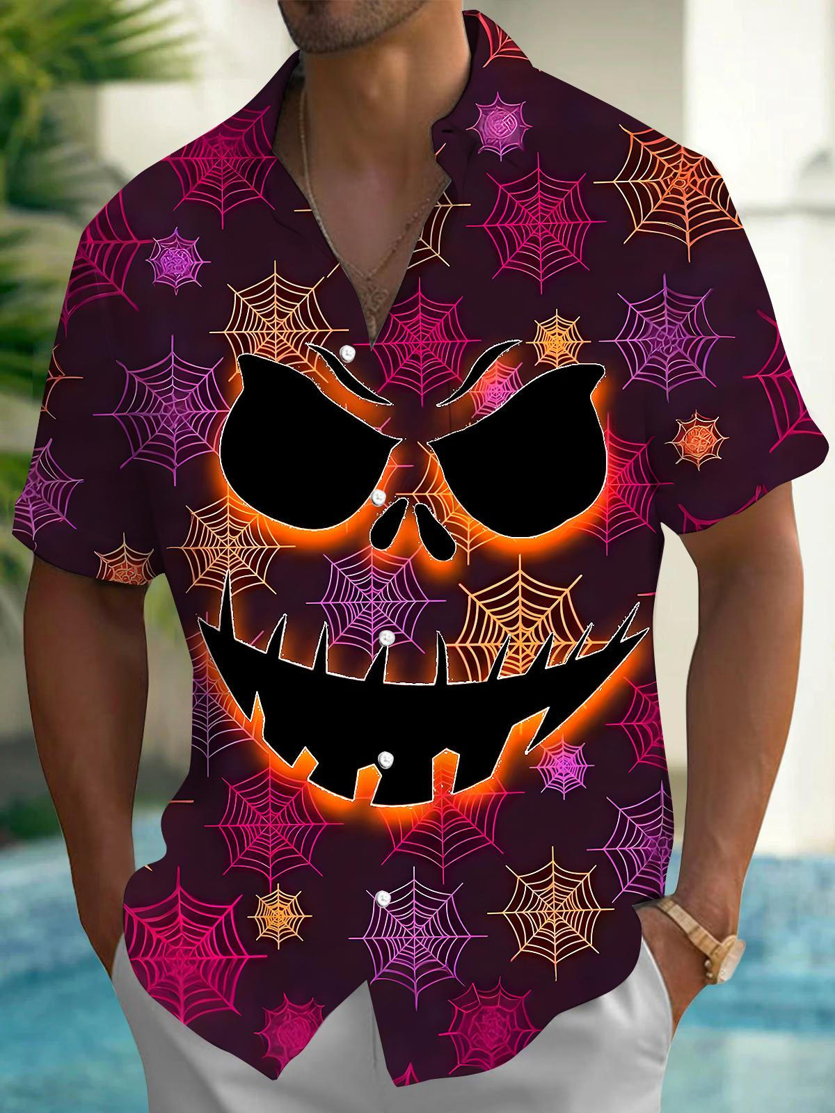 Halloween Men's Pocket Short Sleeve Shirts