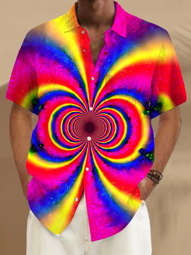 men's abstract print short sleeve shirt front view