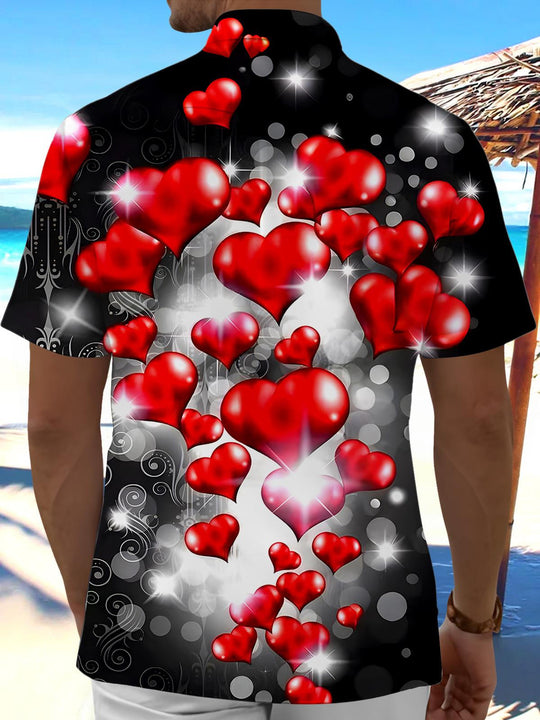 men's heart print shirt back view