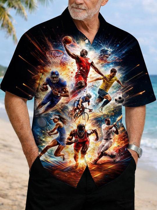 Sport Art Print Men's Pocket Short Sleeve Shirts