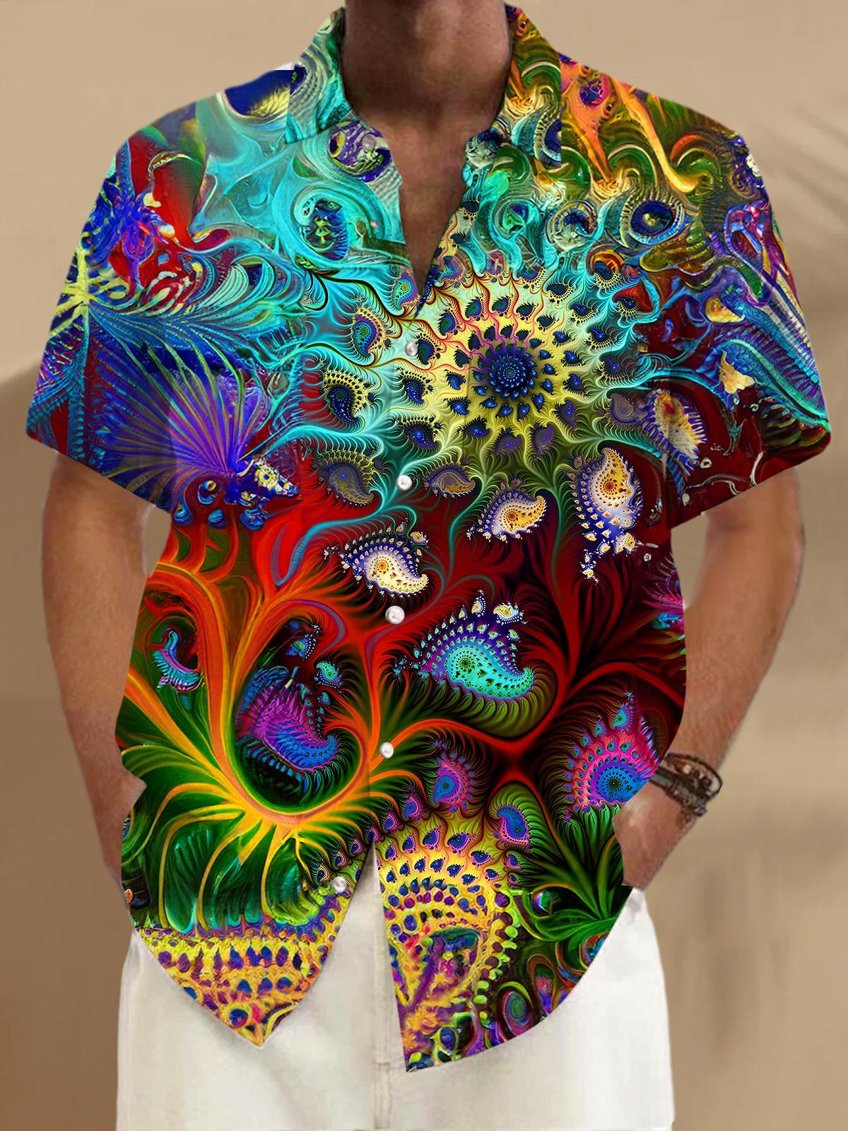 Abstract Men's Pocket Short Sleeve Shirts