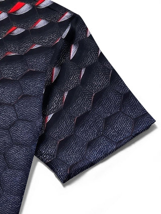 men's red gradient print shirt close-up short sleeve