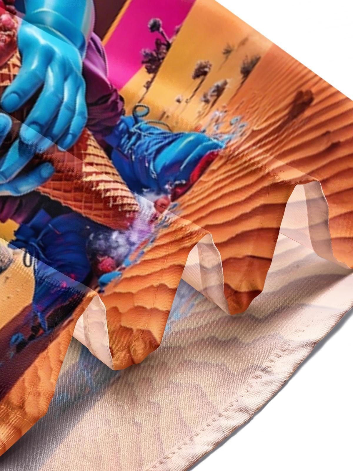 Sun Ice Cream Print Men's Pocket Short Sleeve Shirts