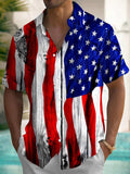American Flag Short Sleeve Men's Shirts With Pocket