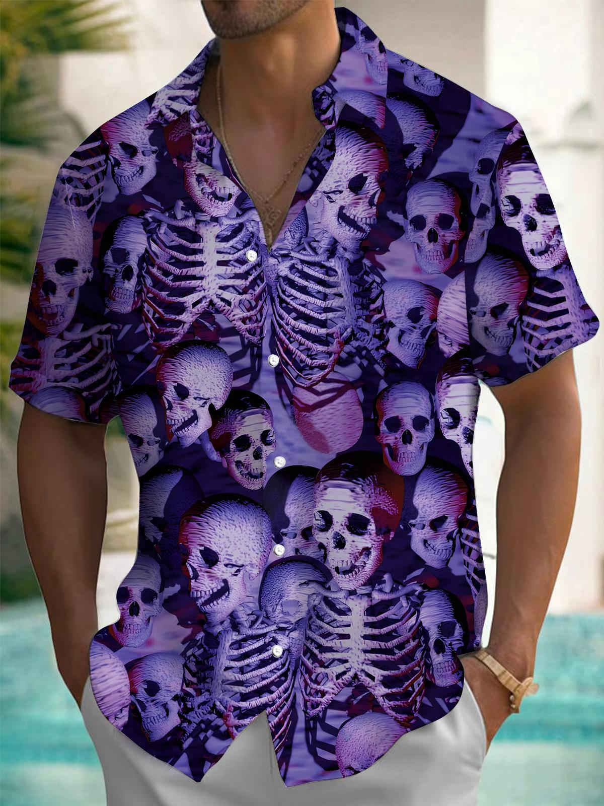 Skull Men's Pocket Short Sleeve Shirts