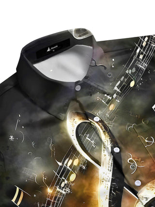 men's 70s print shirt side view