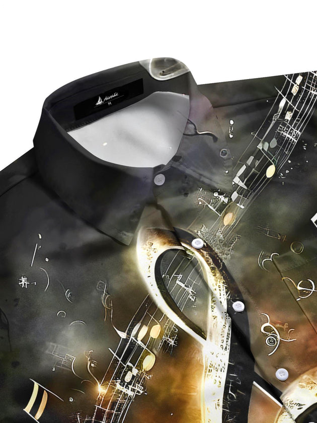 men's 70s print shirt side view