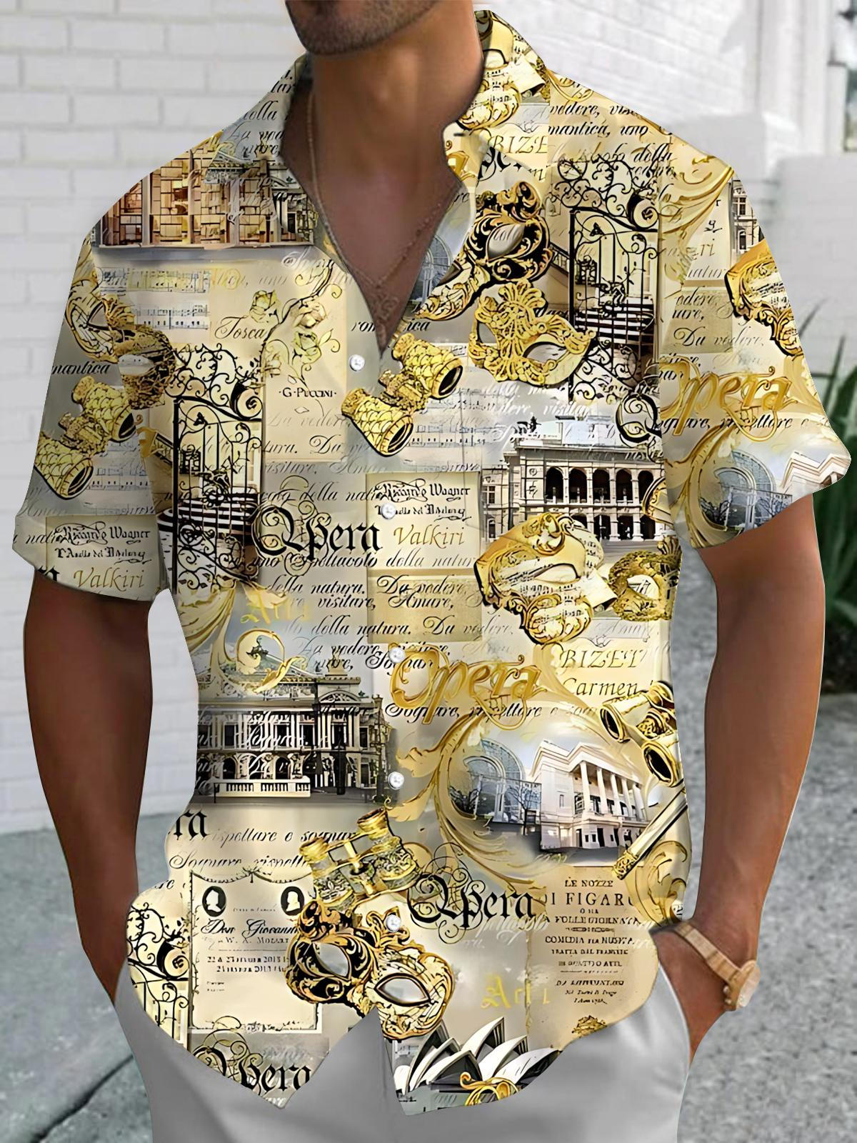 Opera Art Print Men's Pocket Short Sleeve Shirts