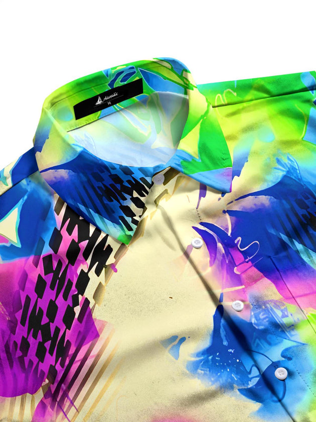 men's Hawaiian short sleeve flat lay shirt