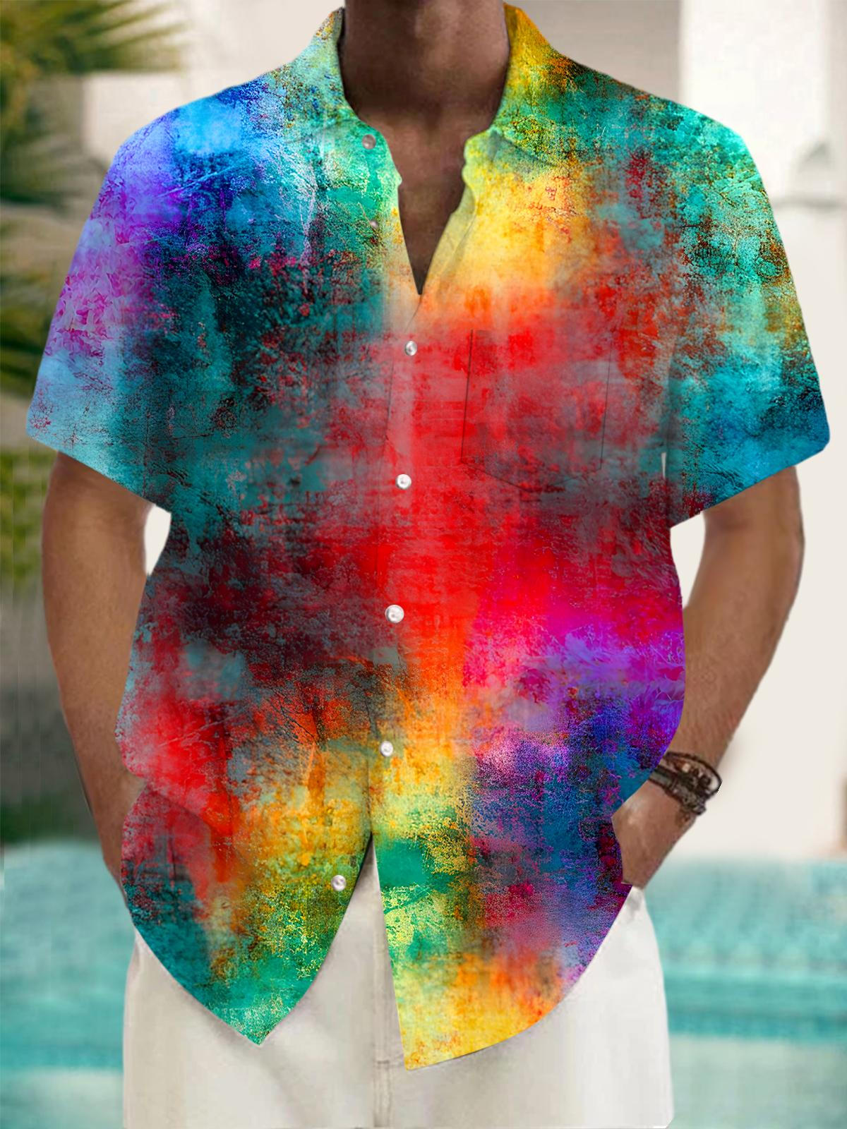 Tie Dye Men's Pocket Short Sleeve Shirts