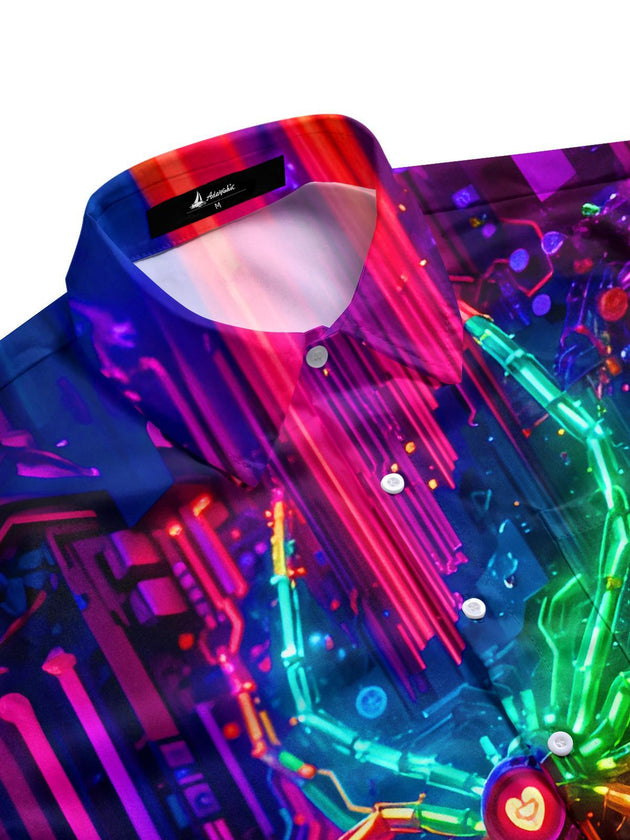 men's fluorescent pattern shirt side view