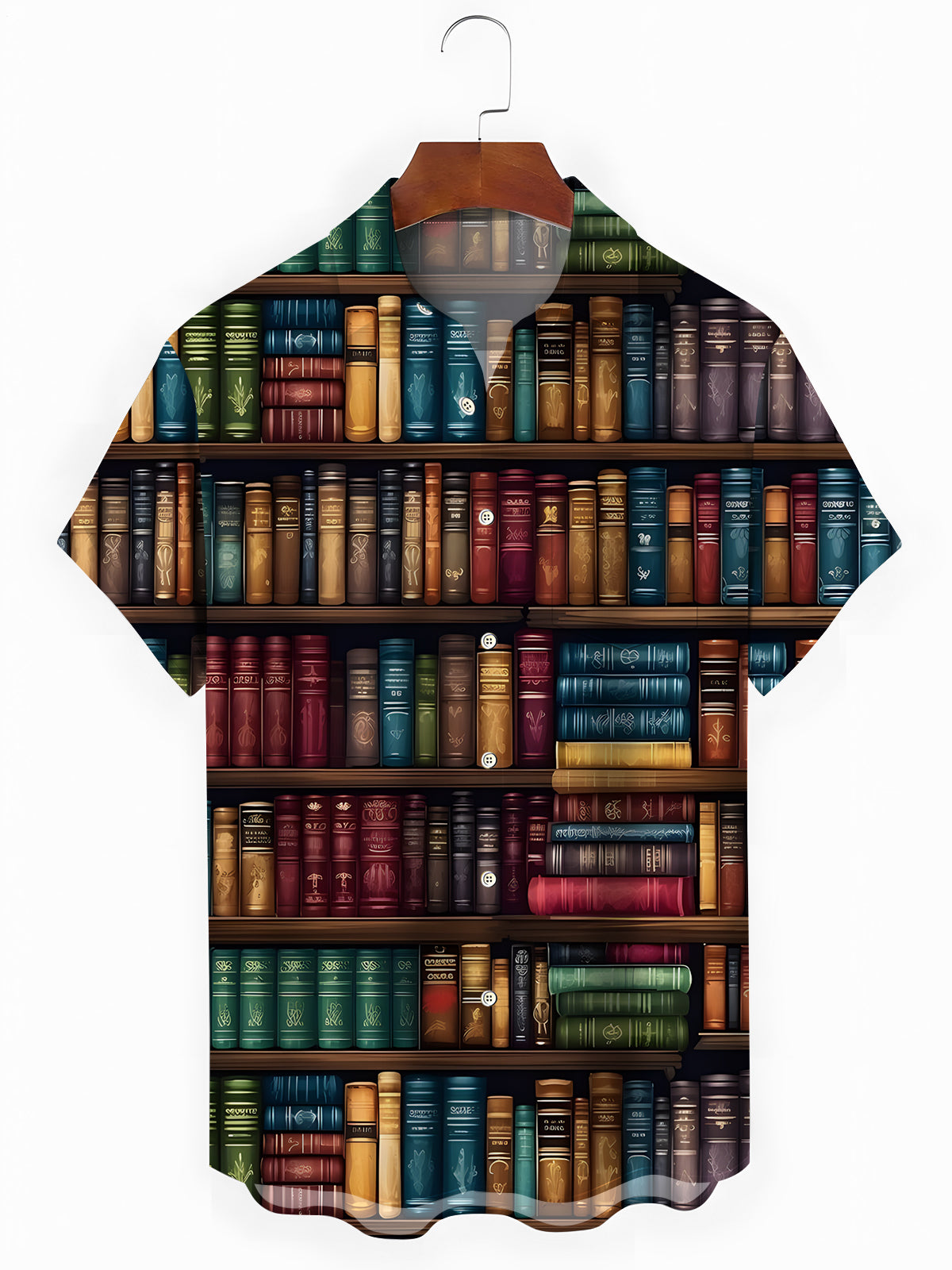 Book Print Men's Pocket Short Sleeve Shirts