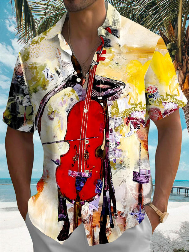 men's music print shirt front view