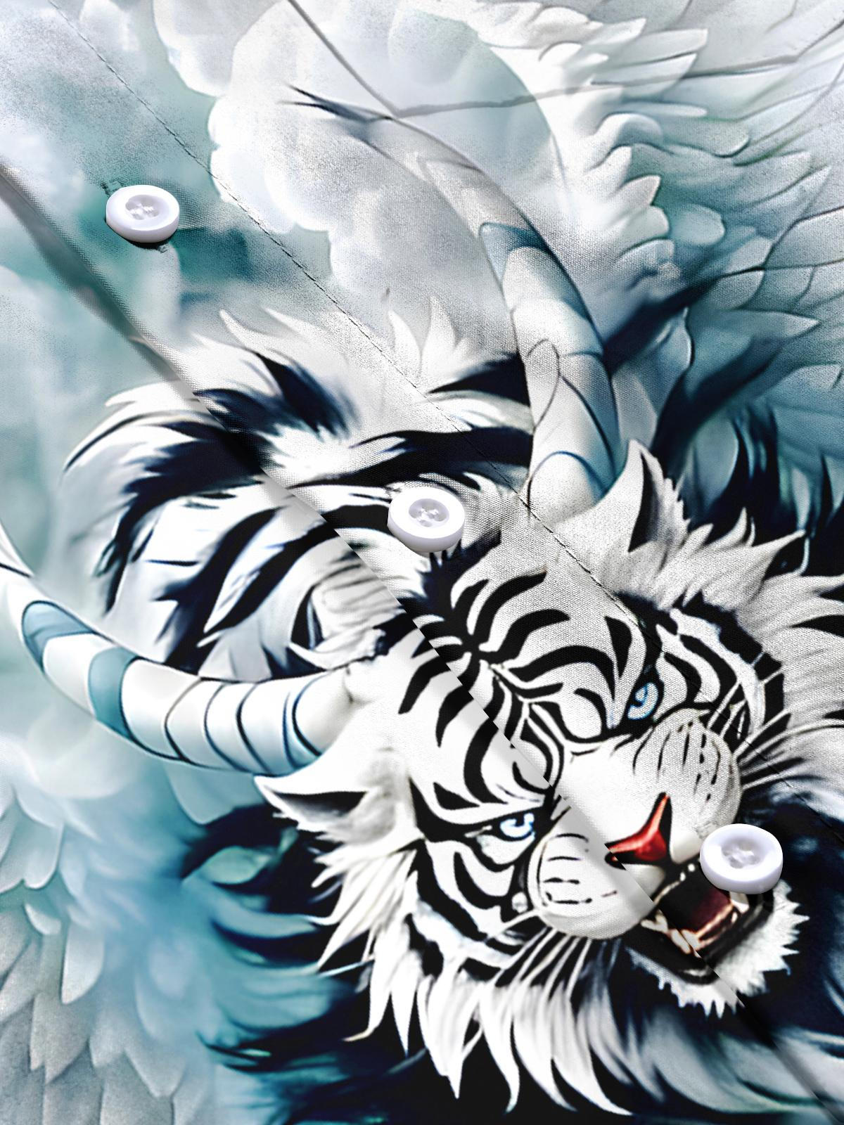 Animals Tiger Men's Pocket Short Sleeve Shirts