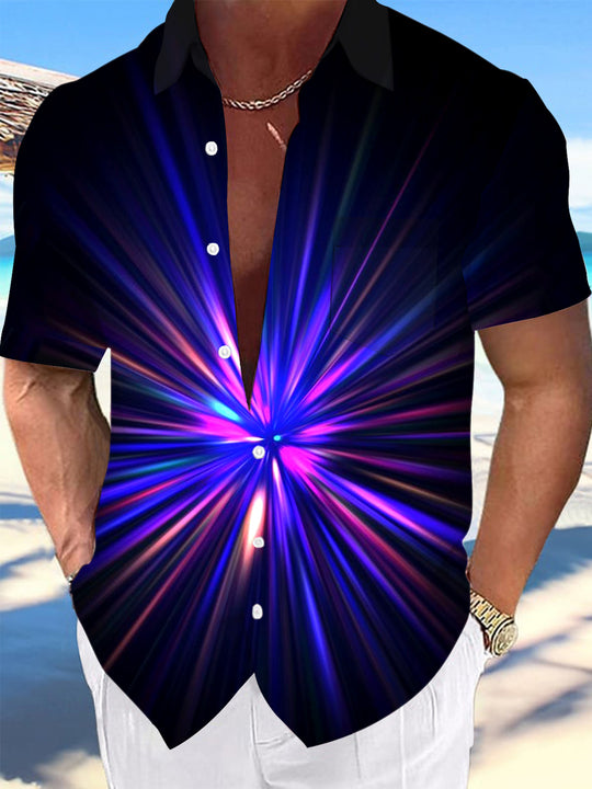 Men's abstract print short sleeve shirt front view