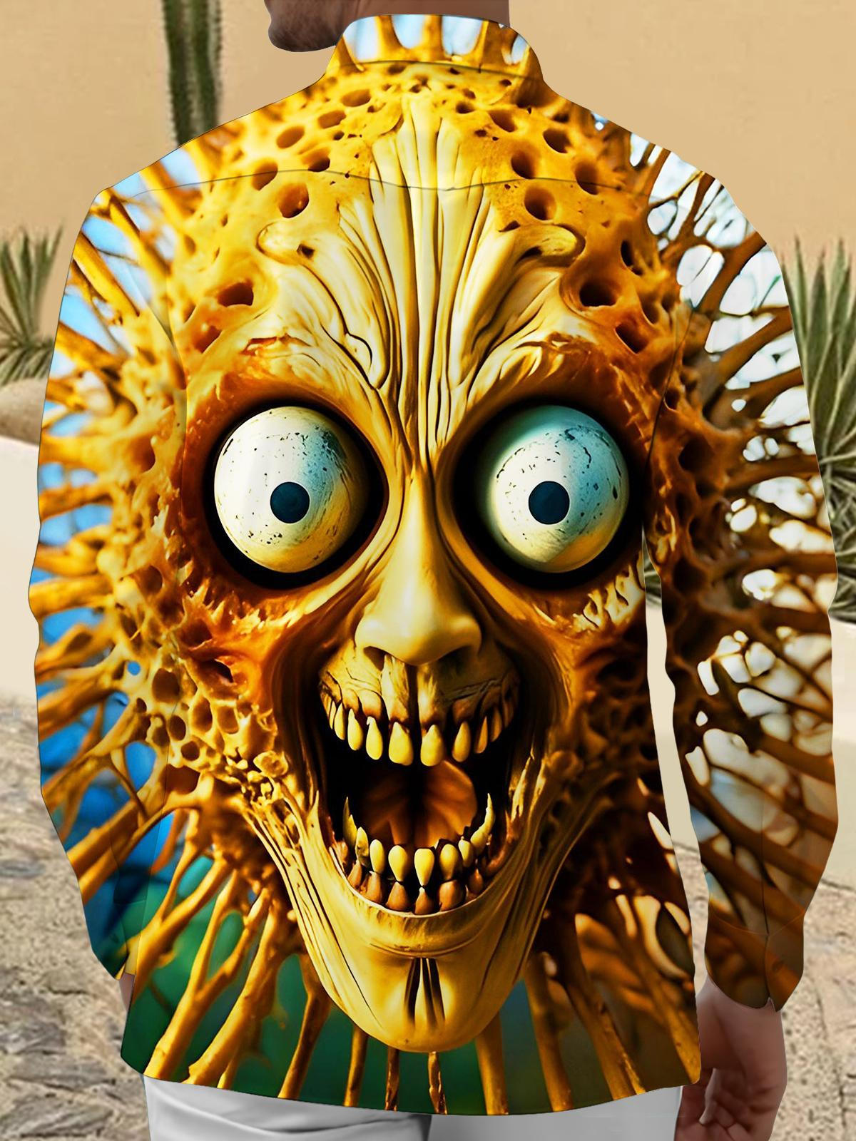 Funny Horror Art Relief Halloween Men's Pocket Long Sleeve Shirts