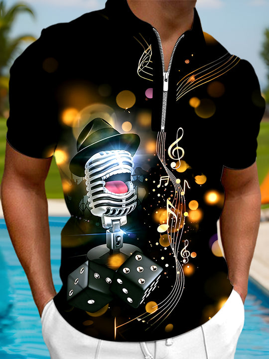 men's music print shirt front view
