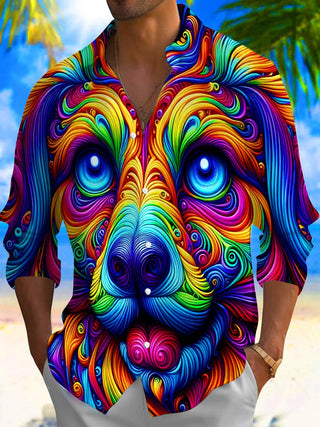 men's colorful shirt front view