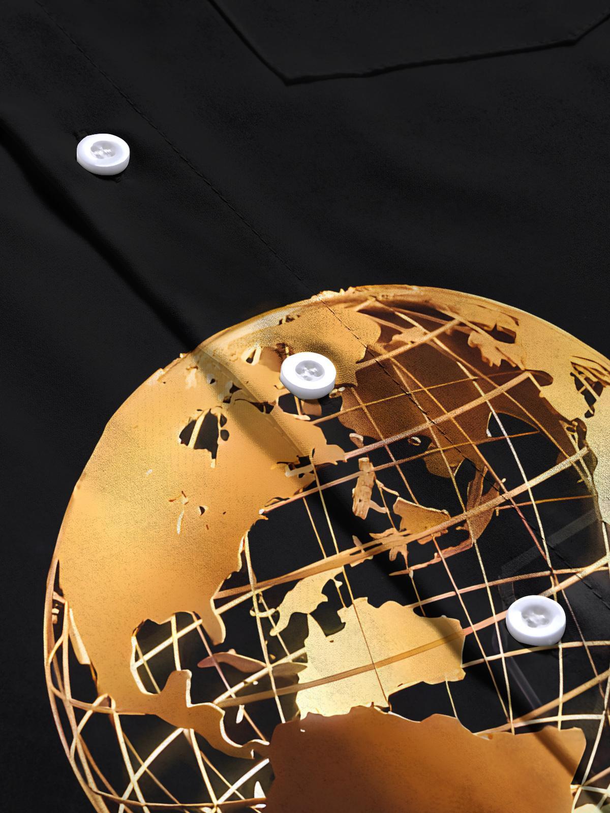 Earth Print Men's Pocket Short Sleeve Shirts