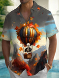 Skull Hot Air Balloon Men's Pocket Short Sleeve Shirts