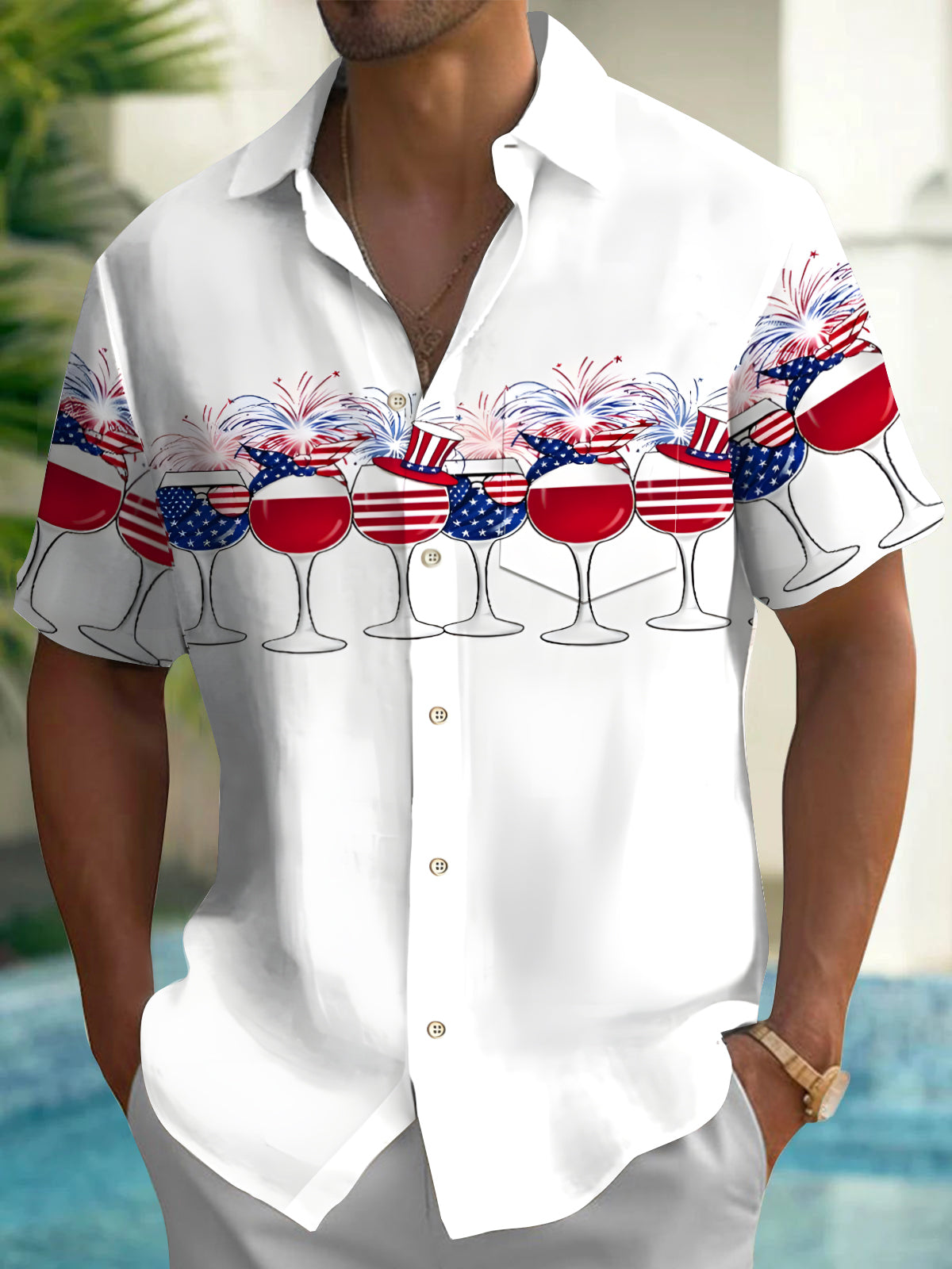 Independence Day Men's Pocket Short Sleeve Shirts