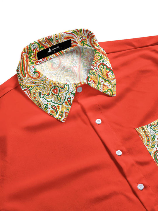 Men's side view flower print full sleeve shirt