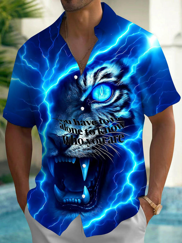 Men's Abstract Print Short Sleeve Shirt Front View