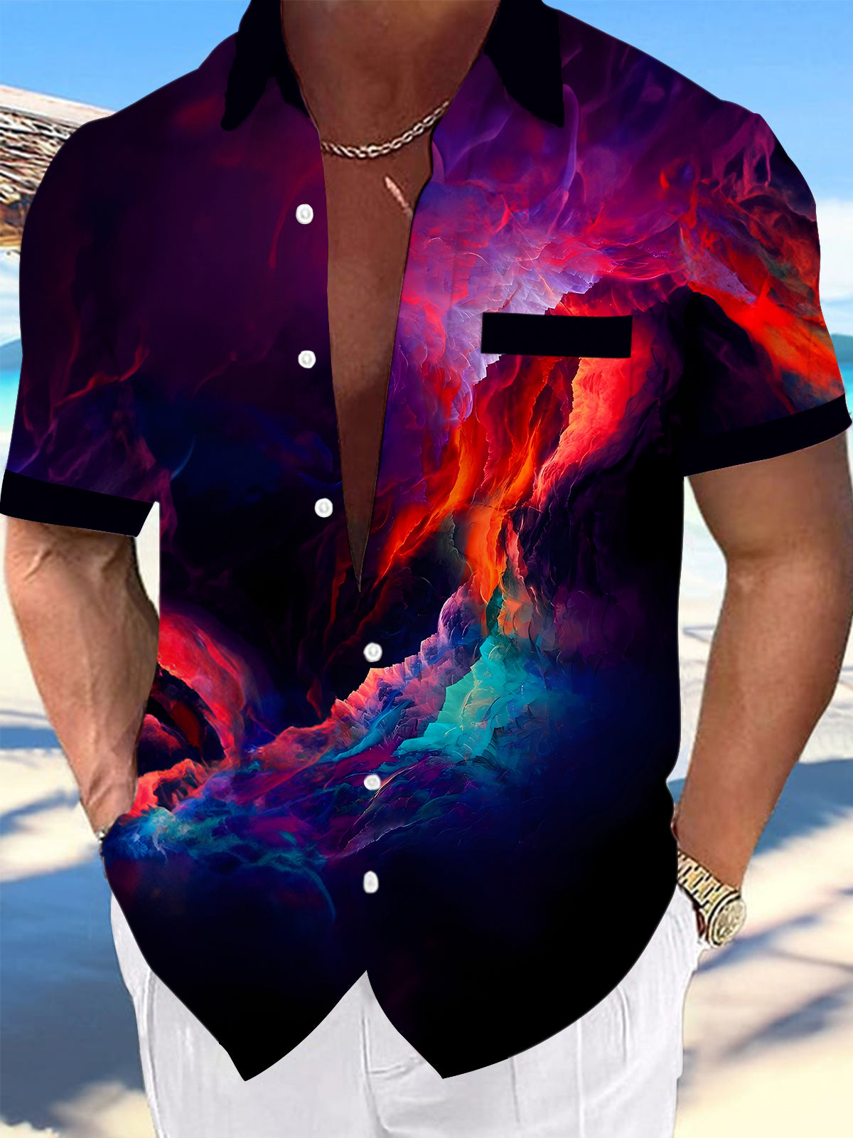 Abstract Men's Pocket Short Sleeve Shirts