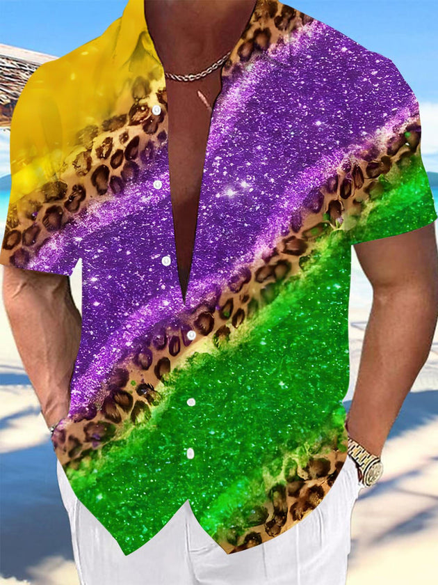 men's leopard print shirt front view