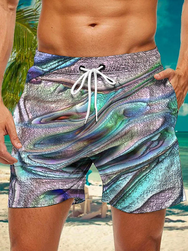 Men's abstract print casual shorts front view