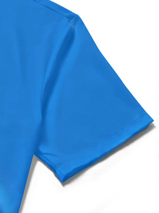 Men's short sleeve shirt close-up detail showing fabric texture and stitching