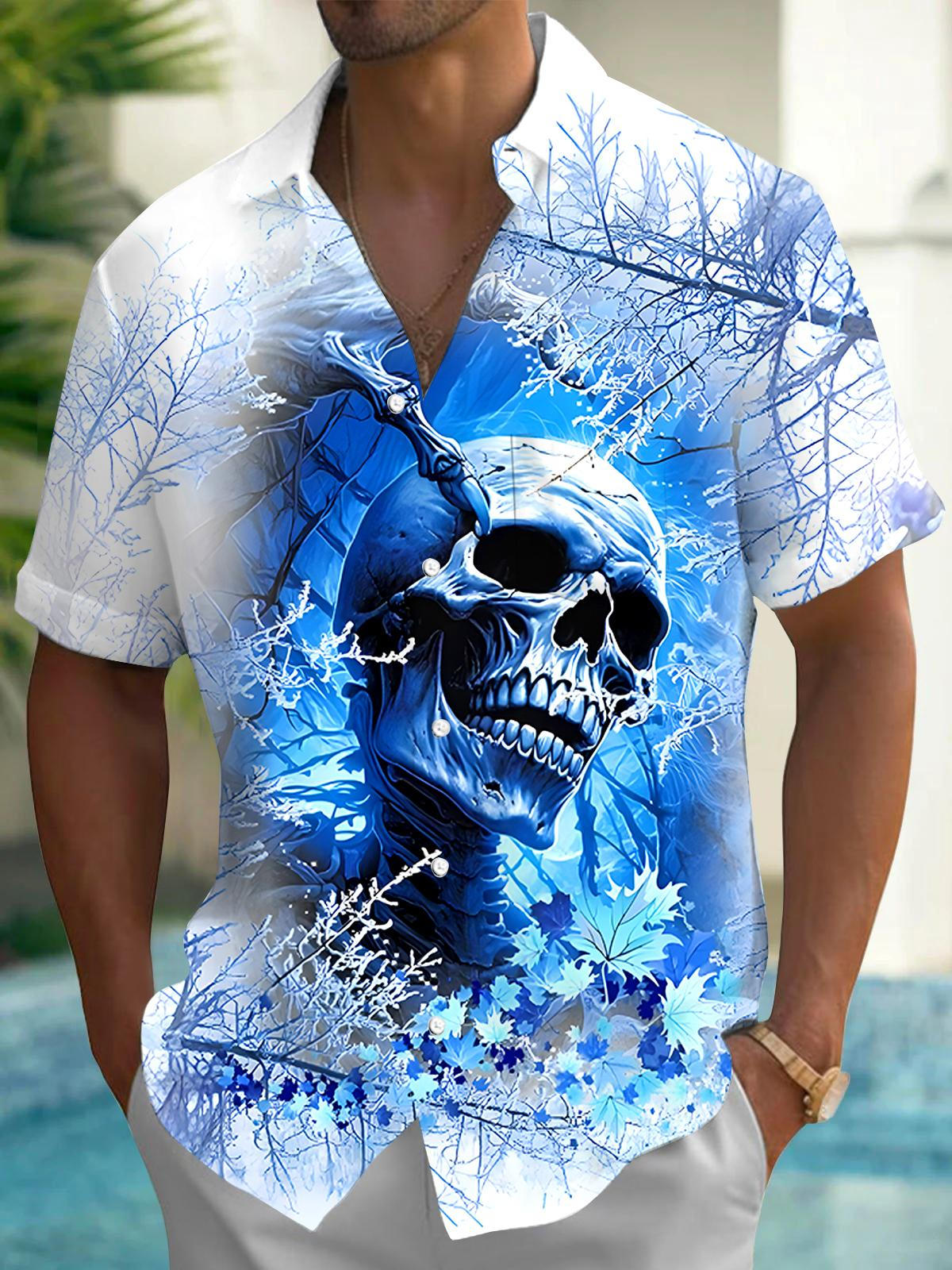 Winter Skull Men's Pocket Short Sleeve Shirts