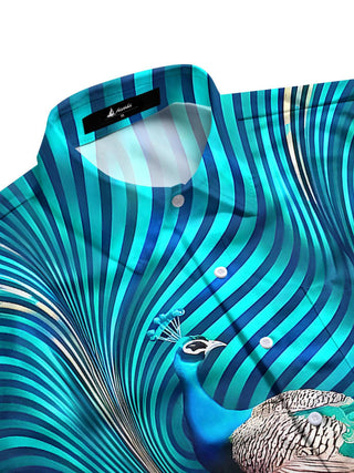 men's exotic bird pattern shirt side view