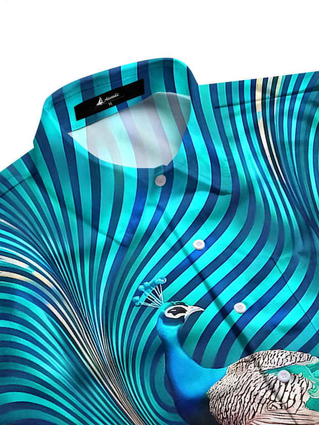 men's exotic bird pattern shirt side view