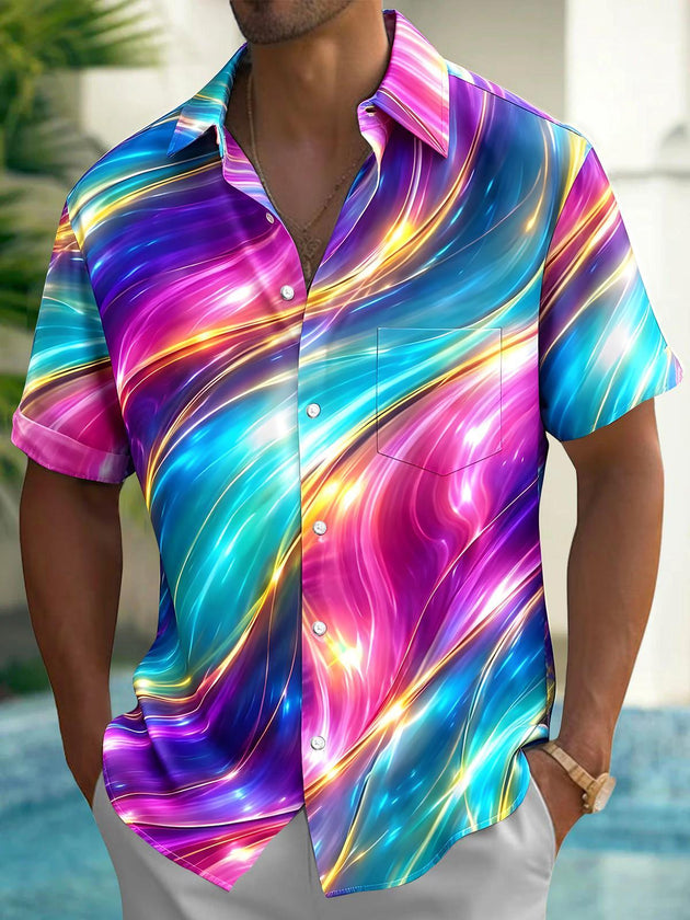 Abstract Men's Pocket Short Sleeve Shirts