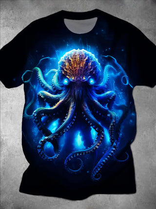 men's octopus print graphic t-shirt front view