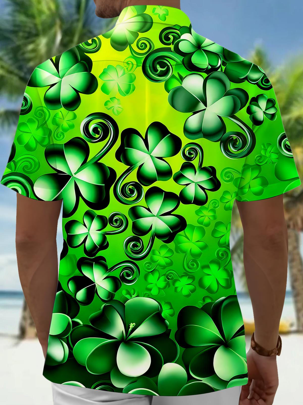 St. Patrick's Day Leaf Men's Pocket Short Sleeve Shirts