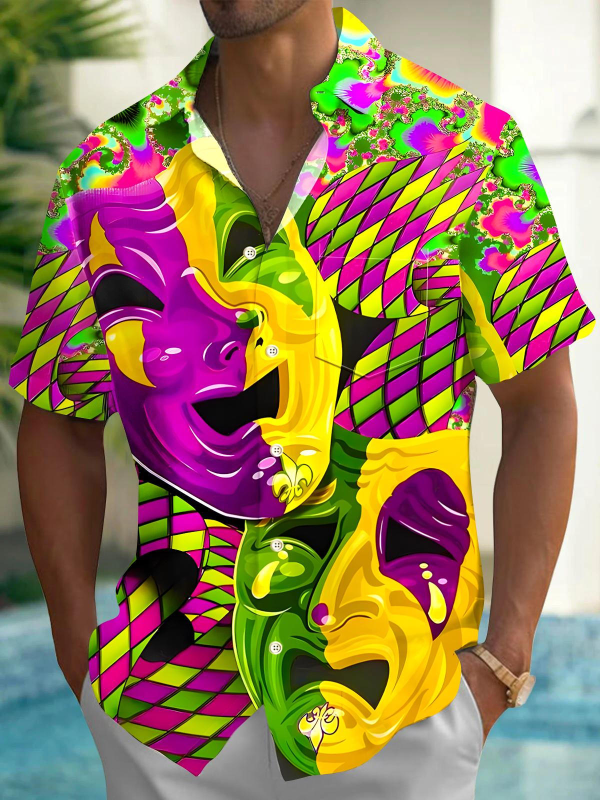 Mask Men's Pocket Short Sleeve Shirts