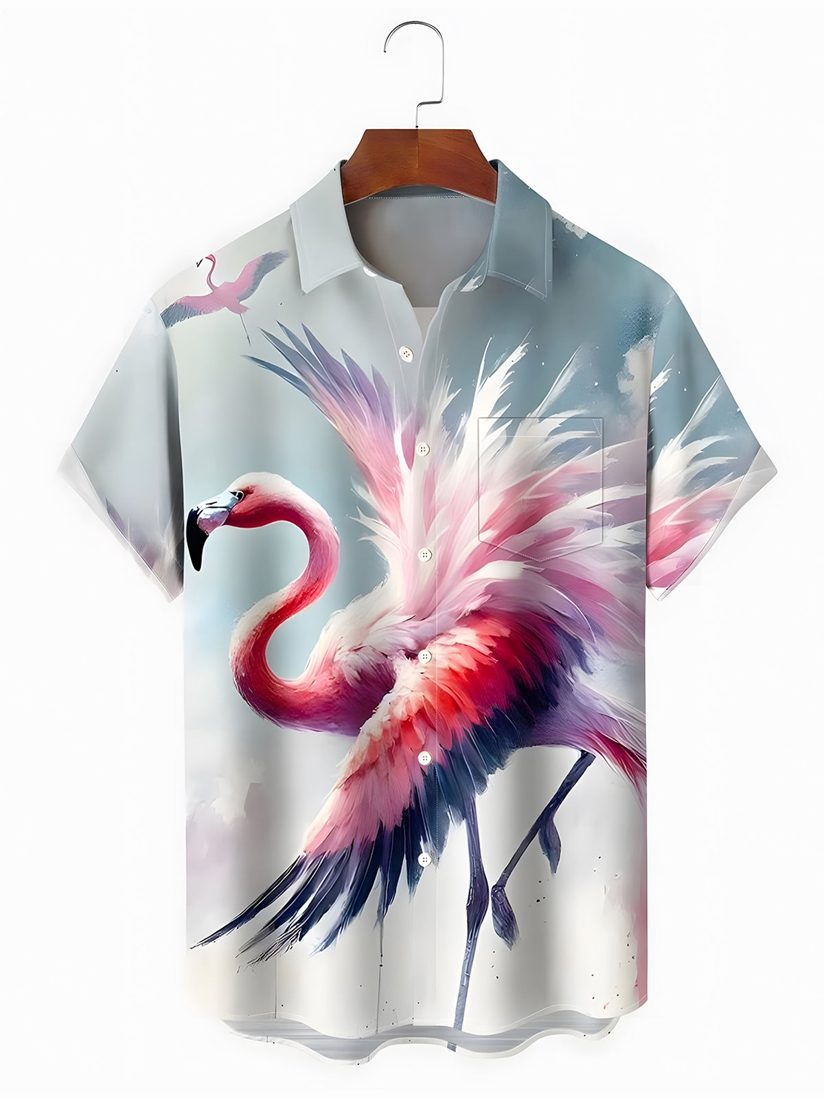 Hawaiian Flamingo Men's Pocket Short Sleeve Shirts