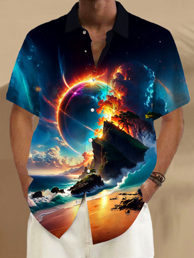 men's Hawaiian shirt front view beach vacation
