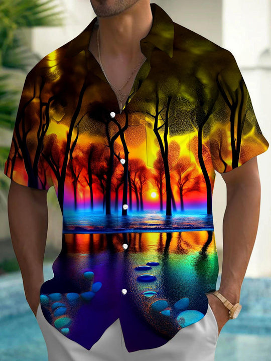 men's Hawaiian shirt front view tropical beach vacation
