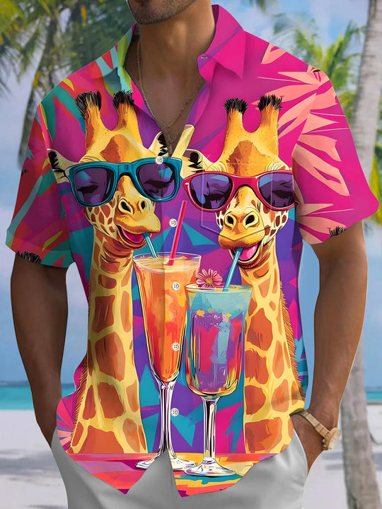 Men's Hawaiian pocket short sleeve shirt front view tropical beach vacation