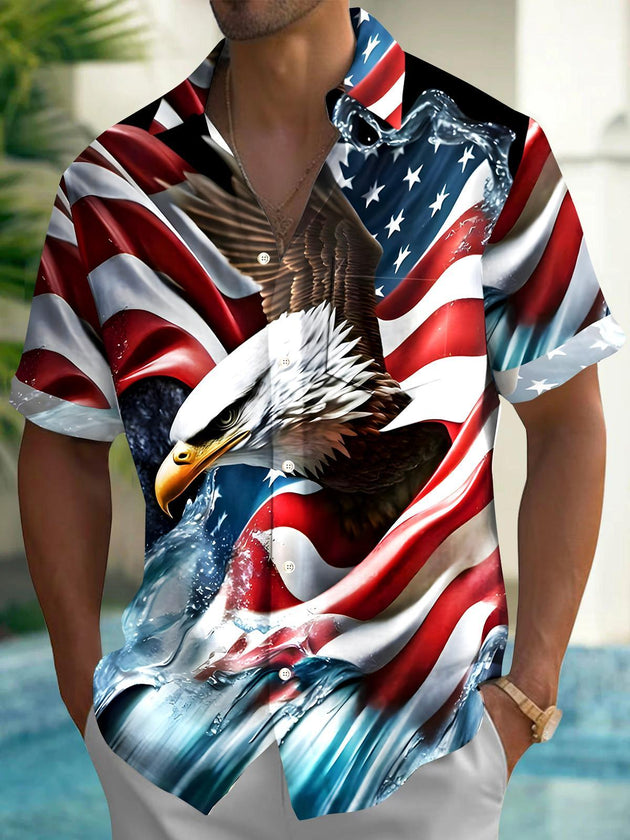 men's eagle print shirt front view Independence Day