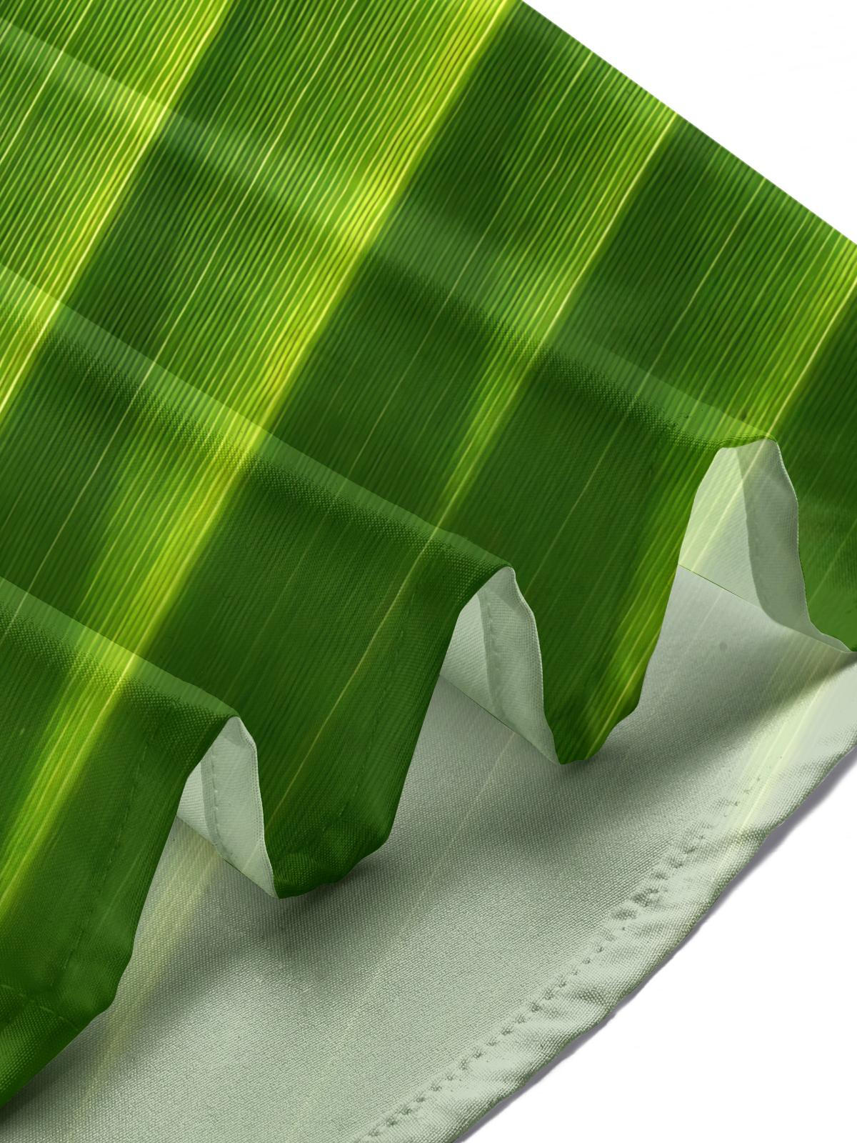 Green Leaf Print Men's Pocket Short Sleeve Shirts