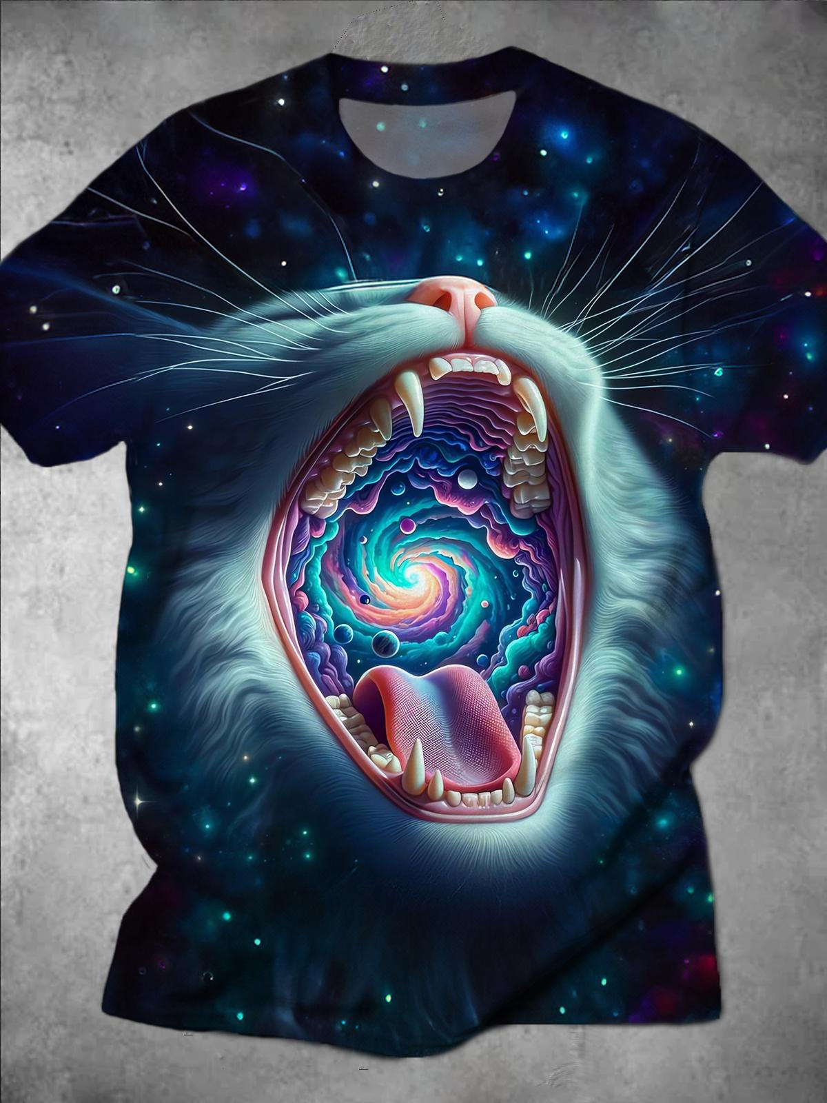 Abstract Animal Round Neck Short Sleeve Men's T-shirt