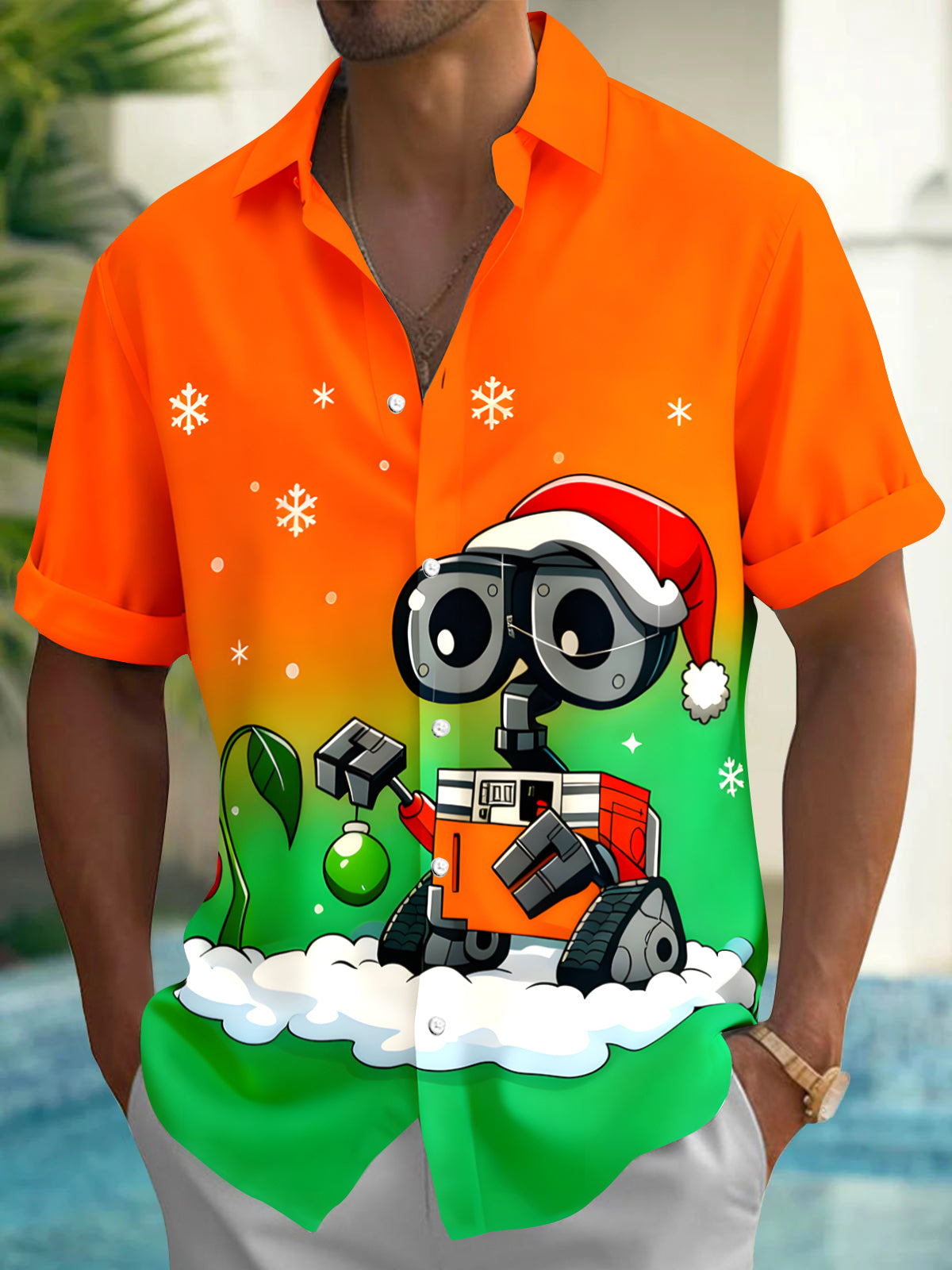 Robot Men's Pocket Short Sleeve Shirts