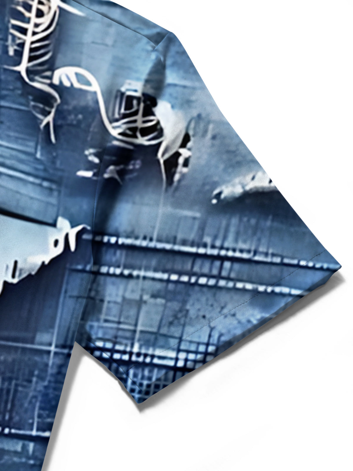 Denim Pattern Print Men's Pocket Short Sleeve Shirts