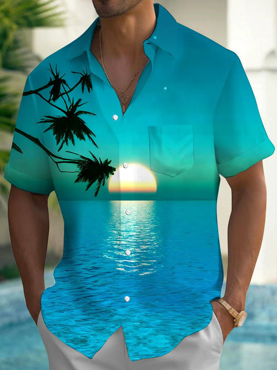 men's Hawaiian shirt front view tropical beach vacation